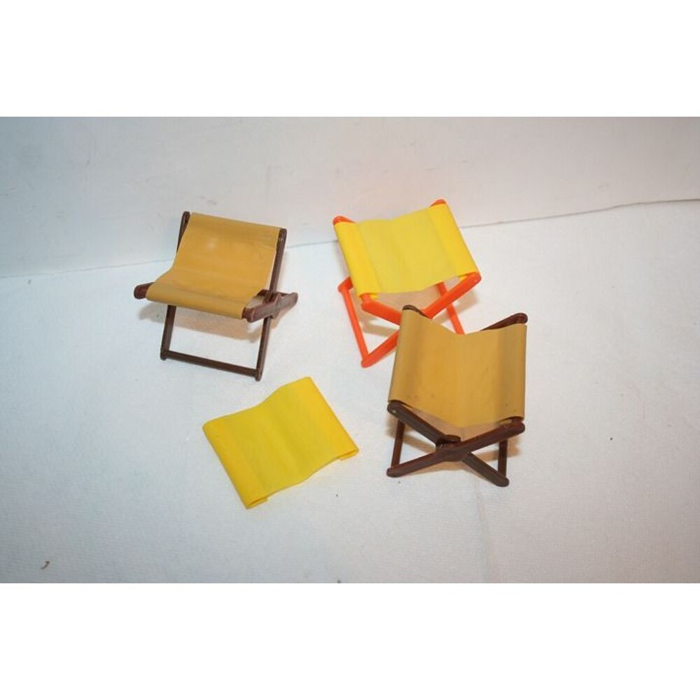 (3) Vtg 1970s Mattel Barbie Doll Camping Chairs Lot of 3 + Extra Sling LOT